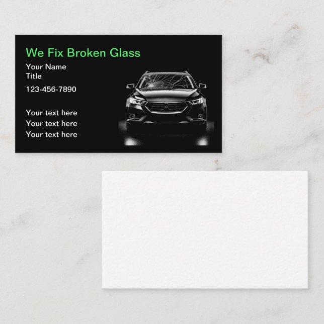 Automotive Car Window Repair Services Business Card (Front/Back)