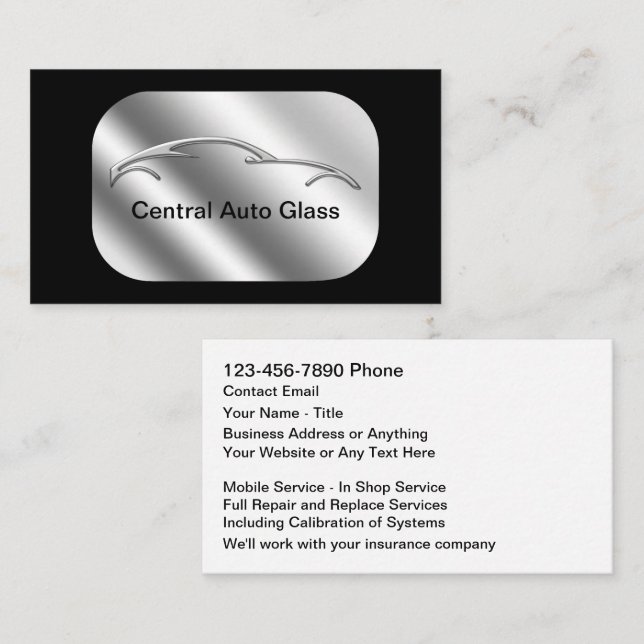 Automotive Glass Repair and Replace Business Card (Front/Back)