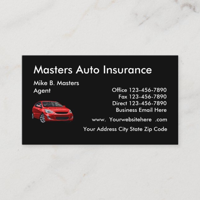 Automotive Insurance Modern Business Card (Front)
