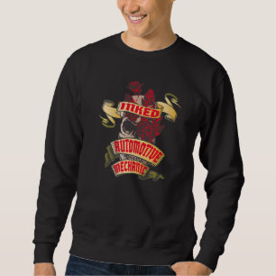 Automotive Mechanic Inked Skull & Red Roses Tattoo Sweatshirt
