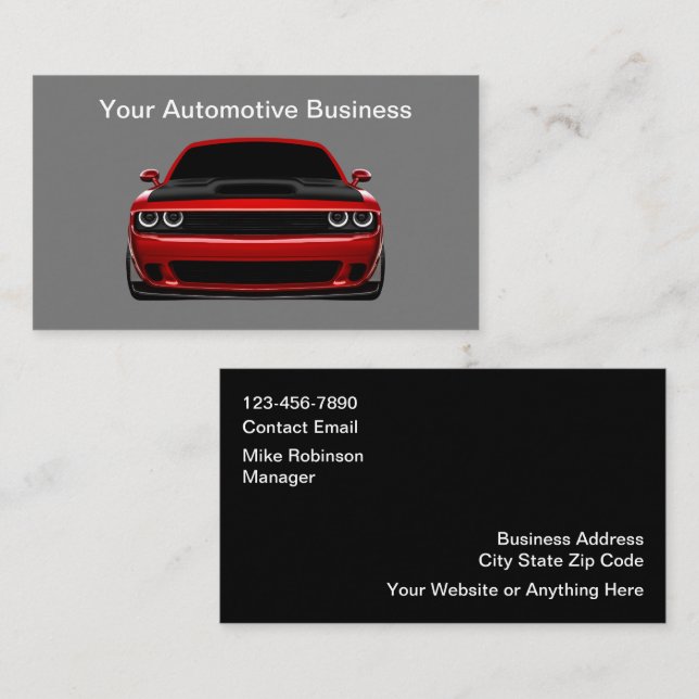 Automotive Moderne Cartes de visite uniques (Devant / Derrière)