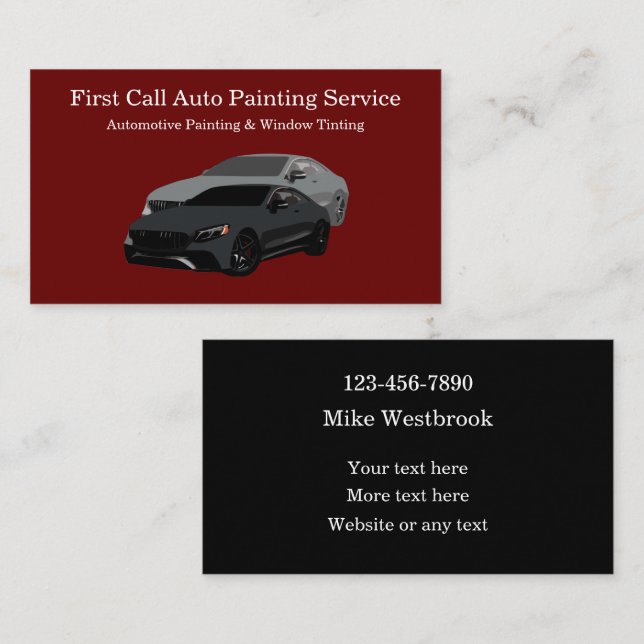 Automotive Painting And Window Tint Business Card (Front/Back)