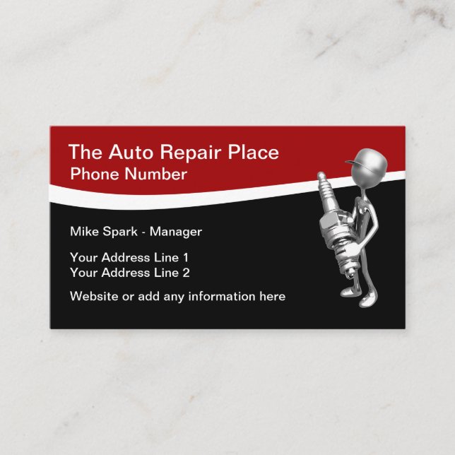 Automotive Repair Services Spark Plug Business Card (Front)