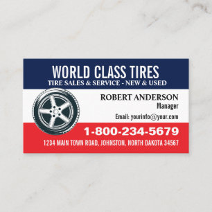 Automotive Tire Repair Sales and Service Business Card