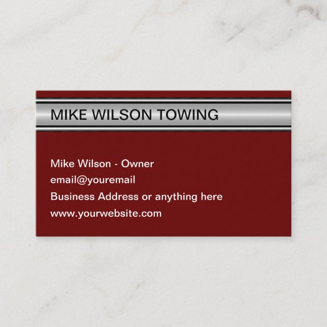 Automotive Towing And Wrecker Service Business Card (Front)
