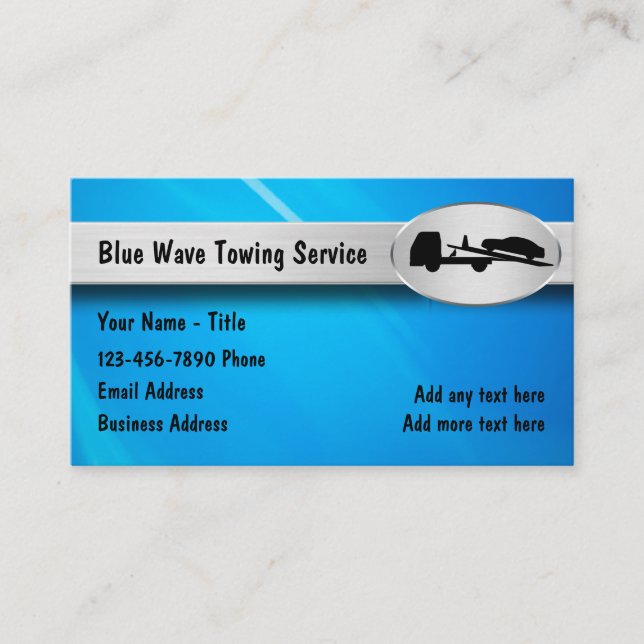Automotive Towing Service Business Cards (Front)