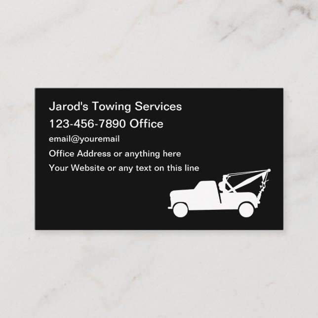 Automotive Towing Service Truck Driver Business Card (Front)
