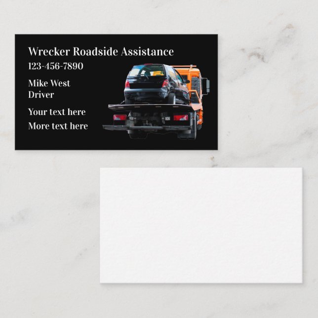 Automotive Towing Wrecker Theme Business Card (Front/Back)