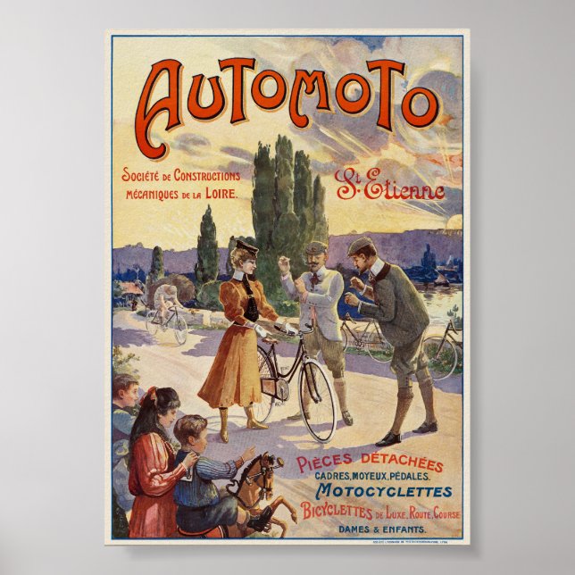 Automoto St. Etienne Poster vintage 1905 (Devant)