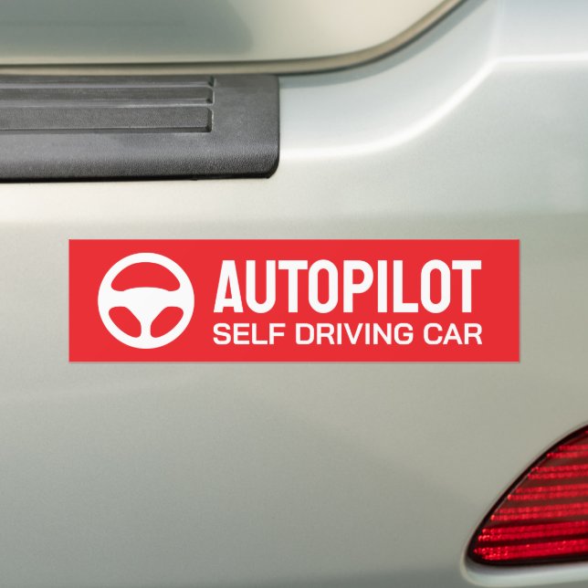 AutoPilot Self Driving Car Sign Bumper Sticker (On Car)
