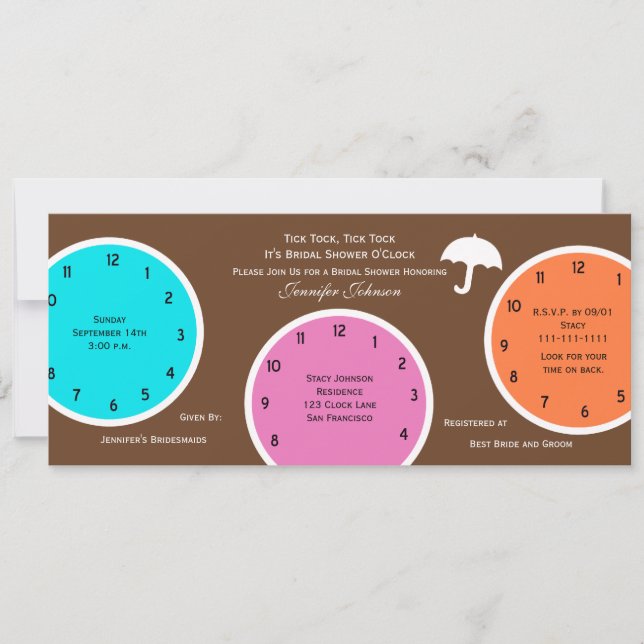 Autour de l'horloge Invitation de la douche nuptia (Devant)
