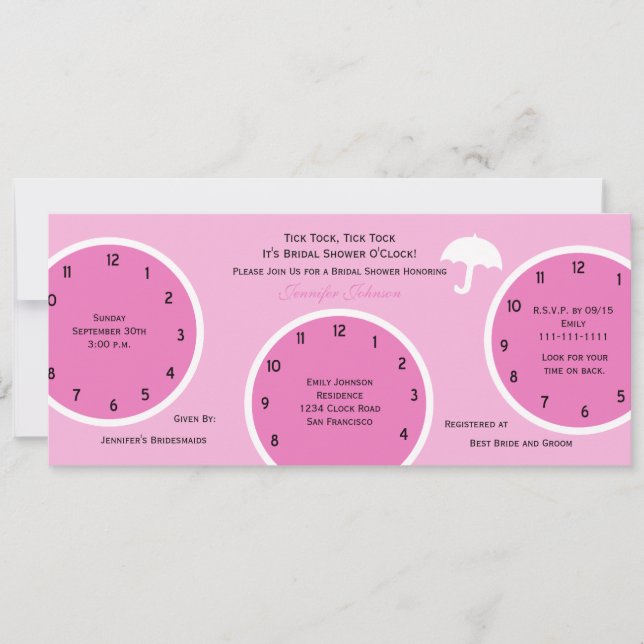 Autour de l'horloge nuptiale de douche Invitation  (Devant)