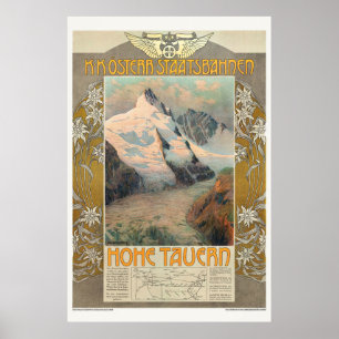Autriche Hohe Tauern Poster Vintage voyage 1910