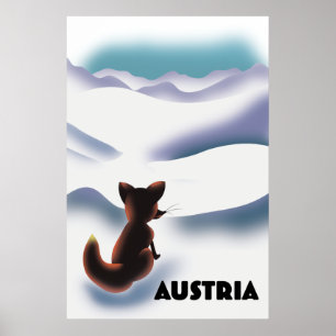 Autriche poster de voyage ski