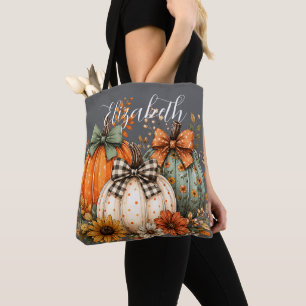 Autum Elegant Abigail Script Personalized Name Tote Bag