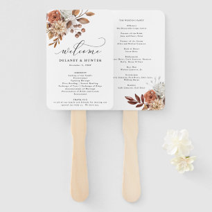 Autum Rustic Floral, Fall Wedding Program Hand Fan
