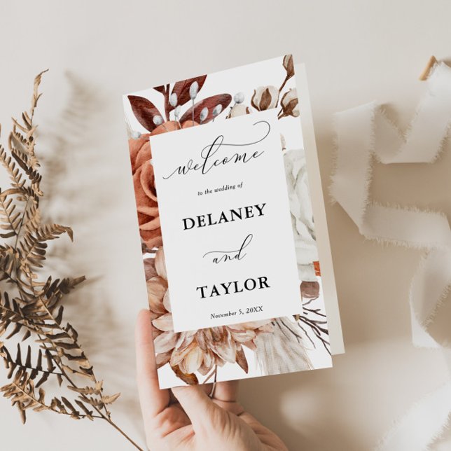 Autum Rustic Floral, Frame Paper Program Booklet (Autumn Rustic Floral Framed Design, Program Booklet)