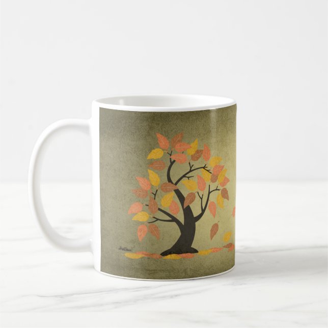 Autumn (秋) Fall Tree Leaves Mug (Left)
