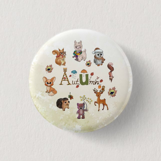 autumn 1 inch round button (Front)