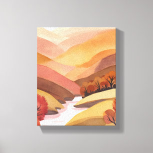 Autumn Abode   Fall Foliage Watercolor Landscape Canvas Print