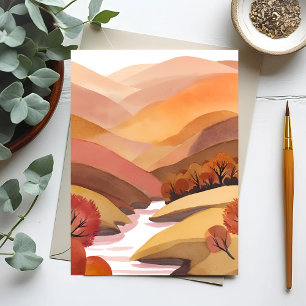 Autumn Abode   Fall Foliage Watercolor Landscape Postcard