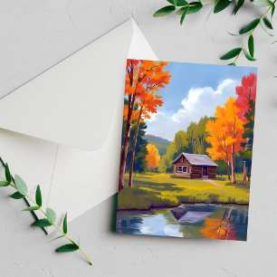 Autumn Abode Lakeside Cottage Card