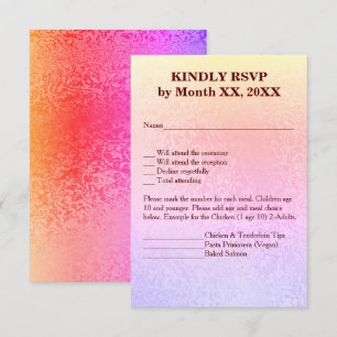 Autumn Abstract Shimmer Pink Purple RSVP Menu Invitation