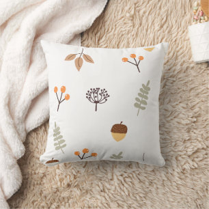 Autumn Acorns and Berries Throw Pillow