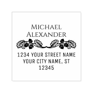 Autumn Acorns Foliage Name Return Address W.1#2 Self-inking Stamp