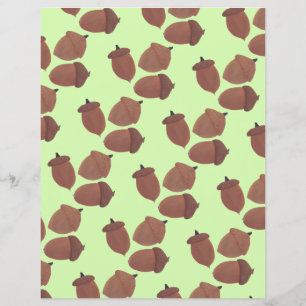 Autumn Acorns Pattern, Fall Green Scrapbook Paper