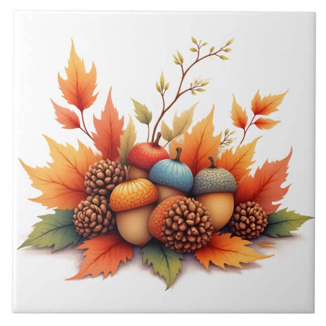 Autumn Acorns Tile (Front)