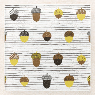 Autumn Acorns: Vintage Vibes Glass Coaster