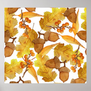 Autumn Acorns: Watercolor Thanksgiving Design Poster