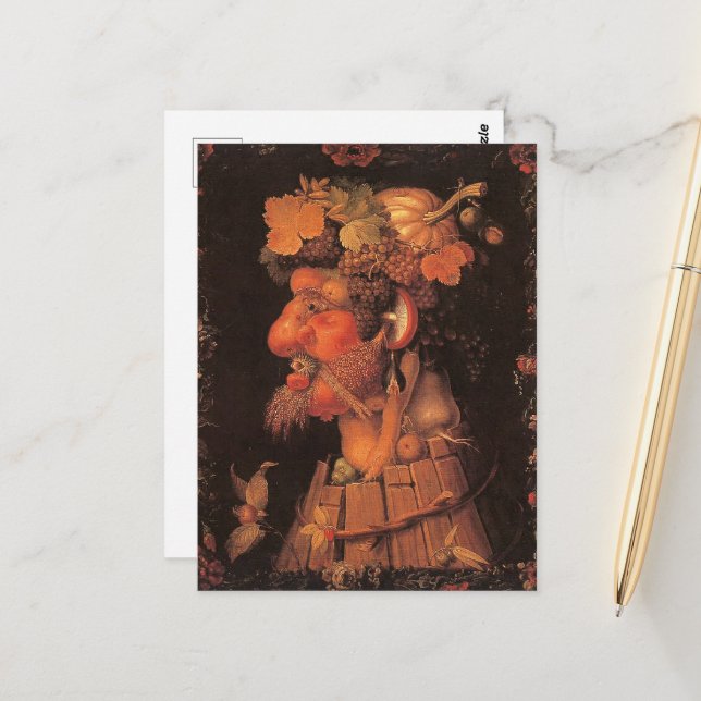 Autumn, Allegorical Painting, Postcard (Front/Back In Situ)
