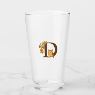 Autumn Alphabet Monogram Letter D � Owl with Oak L Glass