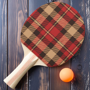Autumn Amber Plaid Ping Pong Paddle