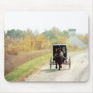 Autumn Amish Horse and Buggy Mouse Pad