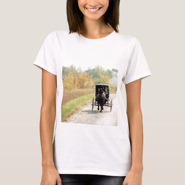 Autumn Amish Horse and Buggy T-Shirt (Front)