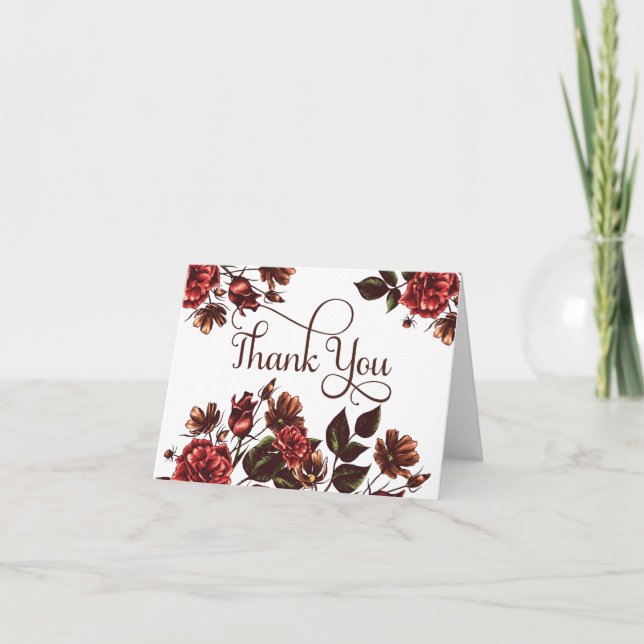 Autumn and Fall Floral Thank You Card (Front)