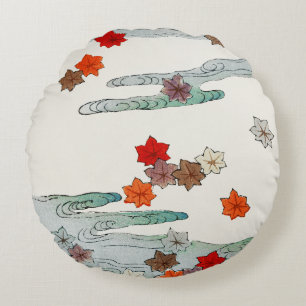 Autumn and water illustration.   round pillow