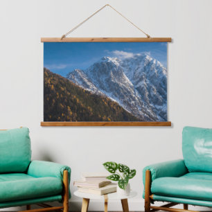 Autumn and winter at snowy mountains hanging tapestry
