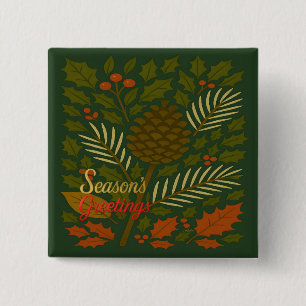 Autumn and Winter Holidays Season's Greetings 2 Inch Square Button