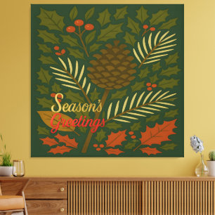 Autumn and Winter Holidays Season's Greetings Canvas Print