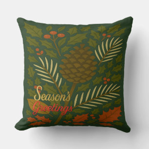 Autumn and Winter Holidays Season's Greetings Throw Pillow