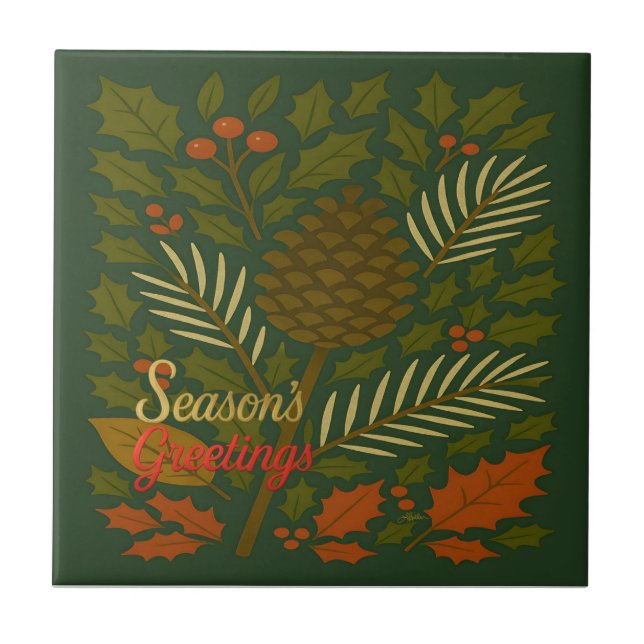 Autumn and Winter Holidays Season's Greetings Tile (Front)