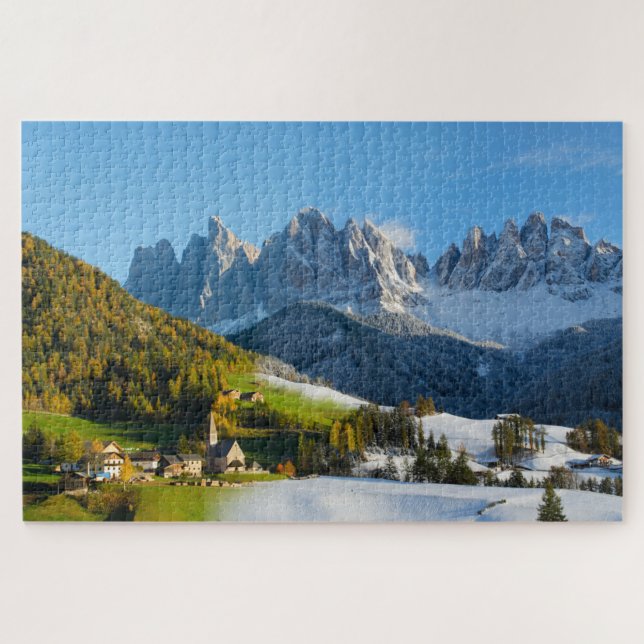 Autumn and winter in Dolomites mountains Jigsaw Puzzle (Horizontal)