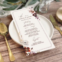 Autumn Anemone Hand Drawn Border Wedding Menu