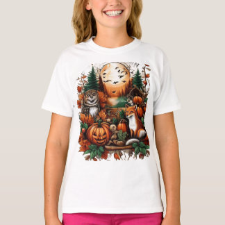 Autumn Animals and Pumpkins T-Shirt