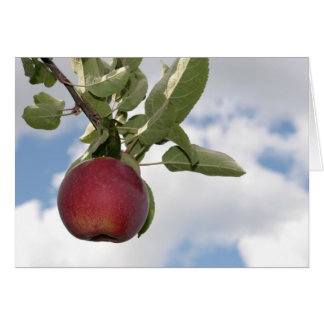 Autumn apple and clouds - blank card