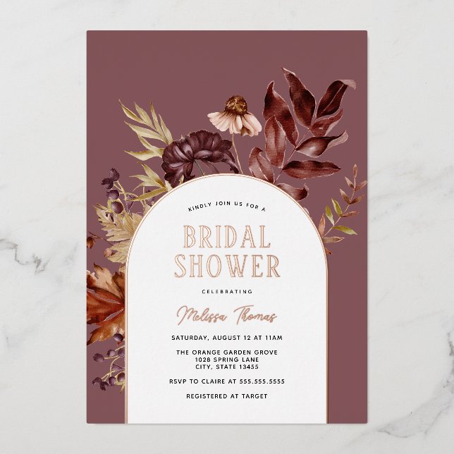 Autumn Arch Bridal Shower Foil Invitation (Front)